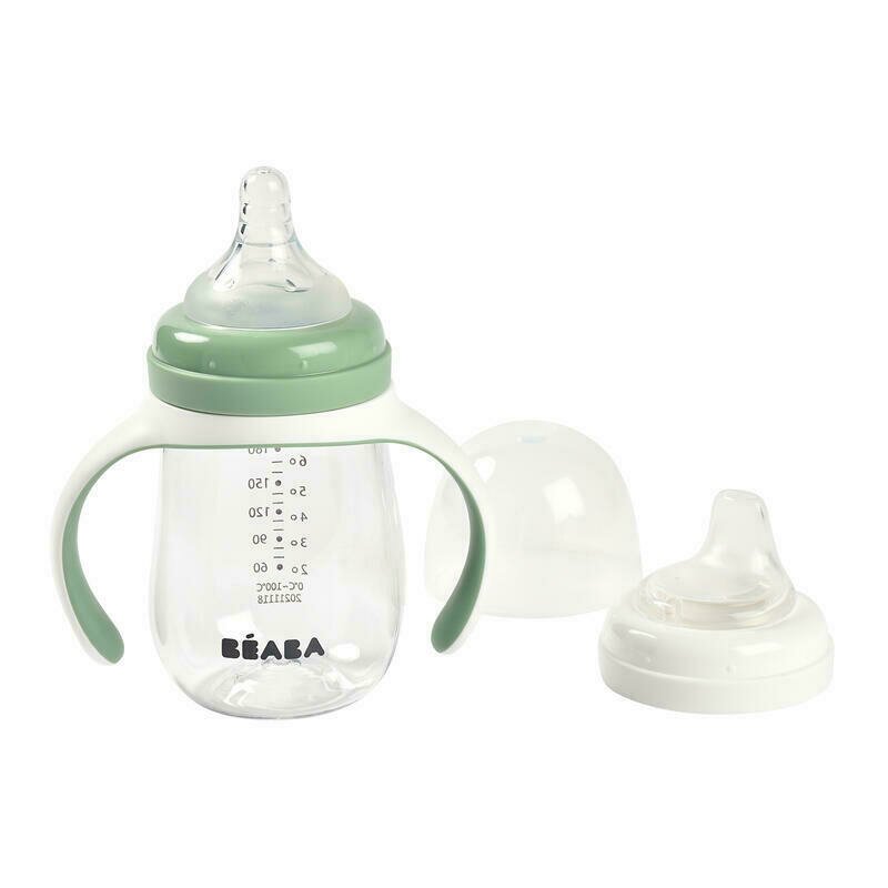 Beaba - biberon de invatare 2 in 1 din tritan 210 ml sage green