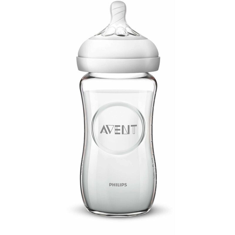 Philips Avent - Biberon Natural, 1 luna+, 240 ml, din Sticla, Fara BPA, Transparent