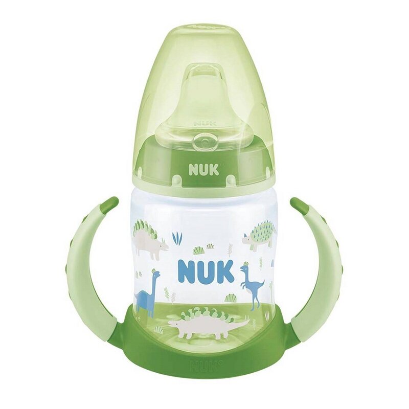 Nuk - nuk - biberon first choice 150ml cu toarte si adaptor din silicon verde 6 luni+