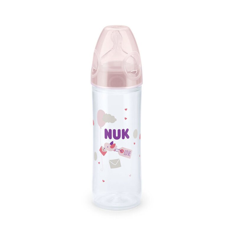 Nuk - nuk - biberon new classic 250 ml tetina silicon 6 luni+ roz