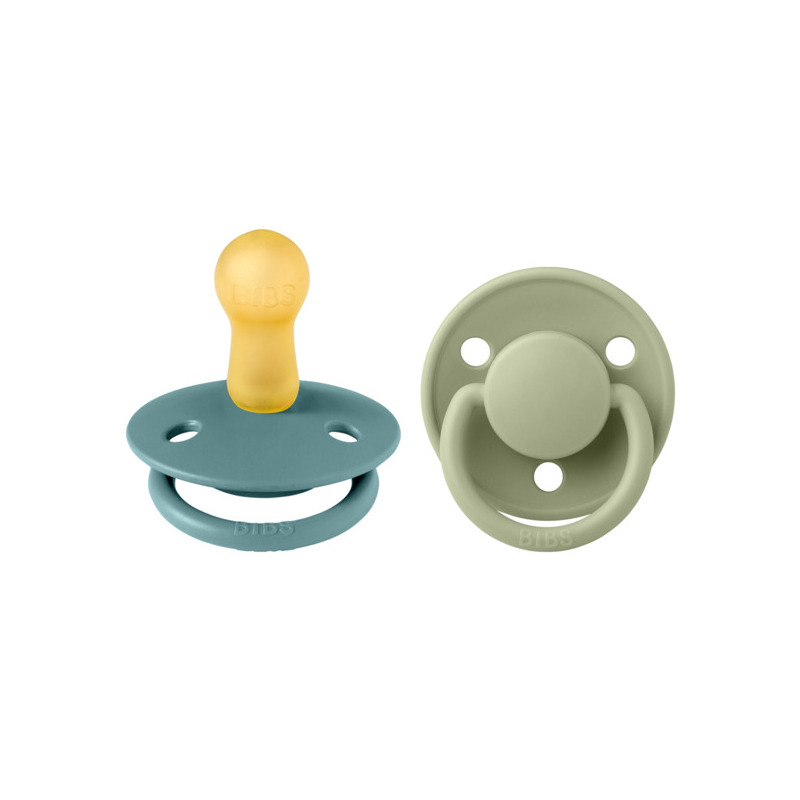 Bibs - set 2 suzete de lux latex, tetina rotunda, 6 luni +-island sea/sage