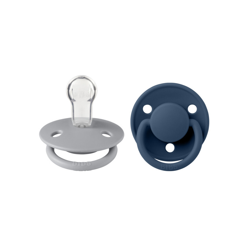Bibs - set 2 suzete de lux silicon, tetina rotunda, marime universala-cloud/steel blue