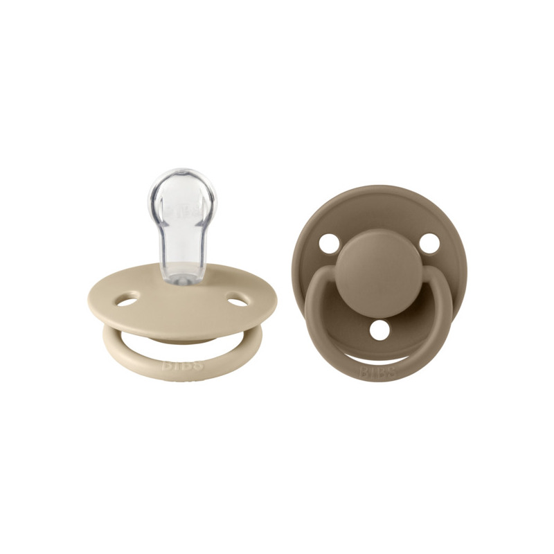 Bibs - set 2 suzete de lux silicon, tetina rotunda, marime universala-vanilla/dark oak