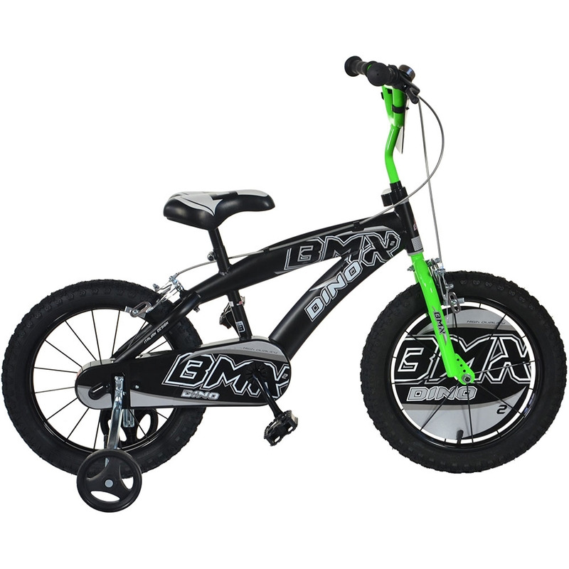 Bicicleta copii dino bikes 16' bmx negru si verde