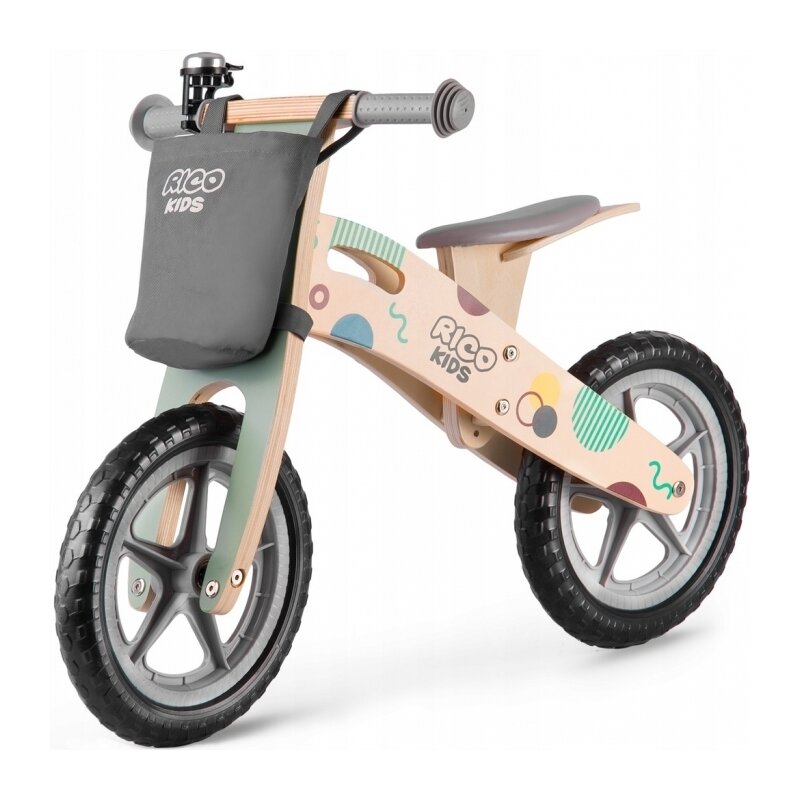 Ricokids - bicicleta din lemn fara pedale rc-610, gri