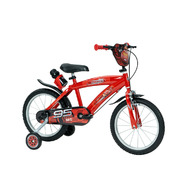 Bicicleta pentru copii, 16 inch, Cu roti ajutatoare si suport pentru sticla de apa, Huffy, Cars, Rosu