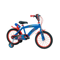 Bicicleta pentru copii, 16 inch, Cu roti ajutatoare si suport pentru sticla de apa, Huffy, Disney Spider-Man, Albastru