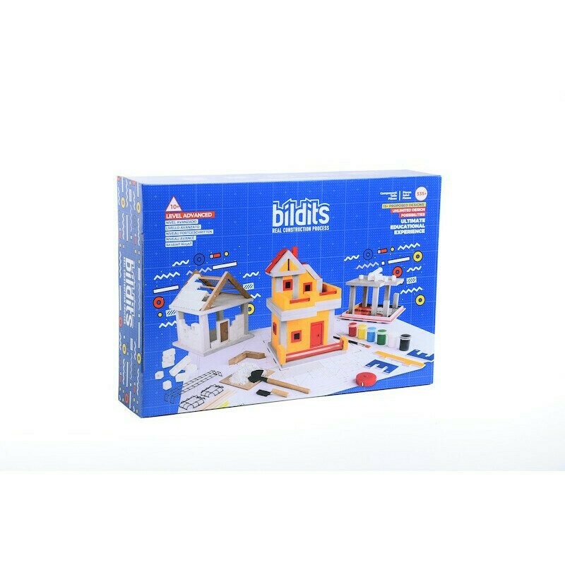 Bildits - Advanced, Set educativ de construcție de case din cărămizi și ciment pentru copii, 535+ piese