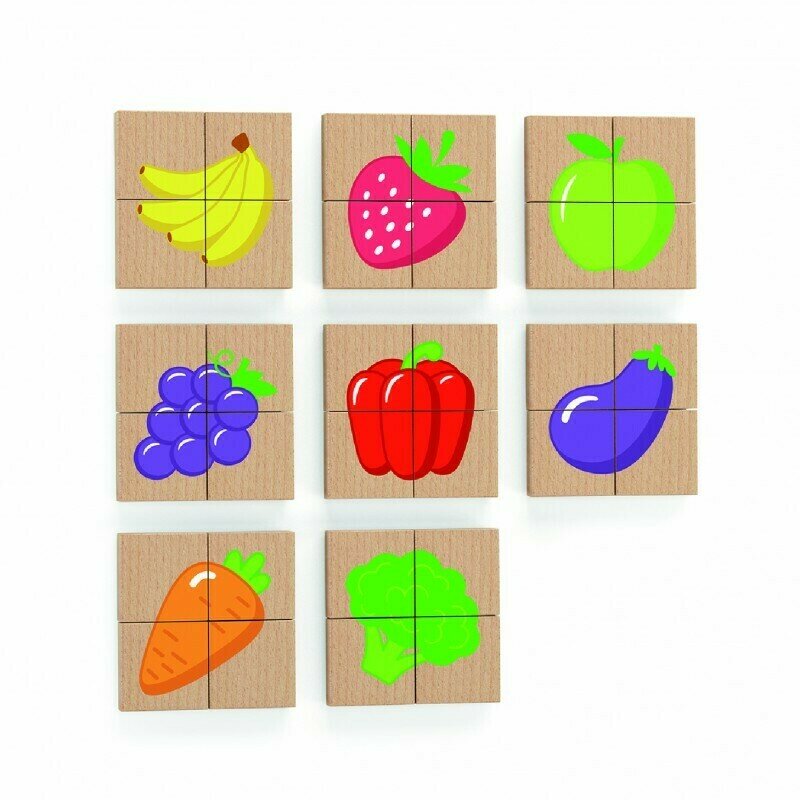 Viga – Puzzle din lemn Blocuri cu imagini fructe , Magnetice Jucarii & Cadouri