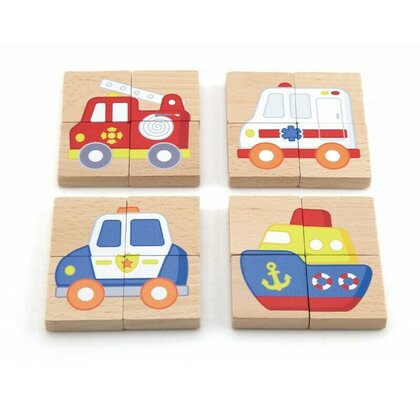 Viga - Puzzle din lemn Blocuri cu imagini mijloace de transport , Puzzle Copii , Magnetice, piese 32