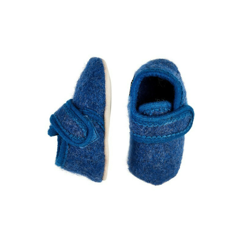 Blue melange 19/20 - botosei din lana merinos tumbled/boiled