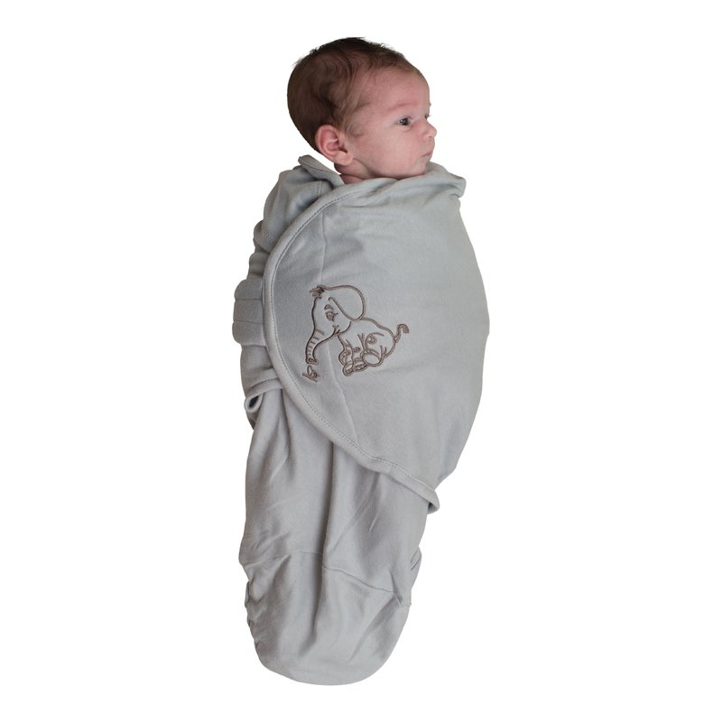 Bo jungle - body special tip wrap elefant pentru bebelusi, marime s (3-6 kg), bumbac gri