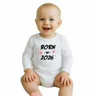 Body cu maneca lunga, New Baby, Marime 56, Din bumbac 100%, Born in 2026, Pink