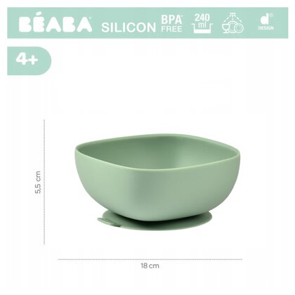 Beaba - Bol silicon cu ventuza  Sage Green