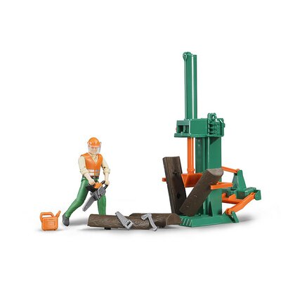BRUDER - Set de joaca Figurina muncitor forestier , Cu accesorii
