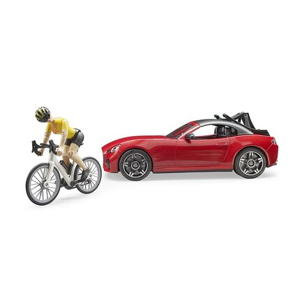 BRUDER - Set vehicule Masina Roadster , Cu bicicleta, Cu ciclist