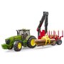 BRUDER - Tractor John Deere 7930 , Cu 4 busteni, Cu remorca forestiera - 4