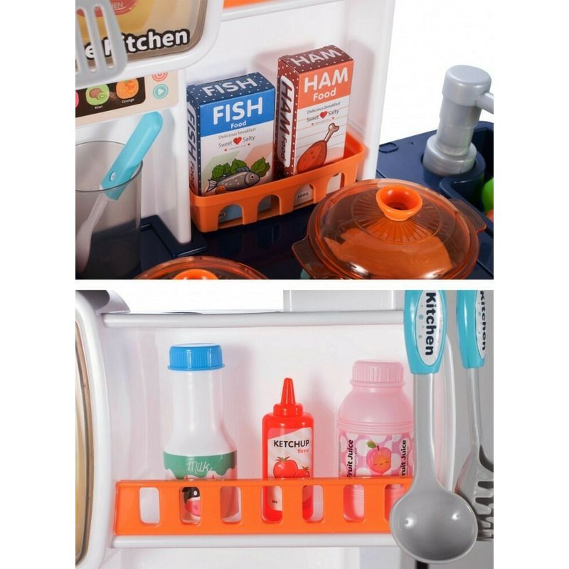 Bucatarie malplay pentru copii cu sunete si lumini robinet si accesorii pentru gatit 70 cm