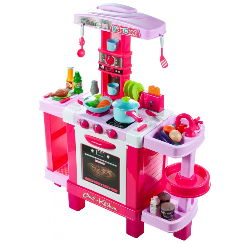 Bucatarie pentru fetite malplay cu electrocasnice si accesorii lumini si sunete inaltime 87 cm