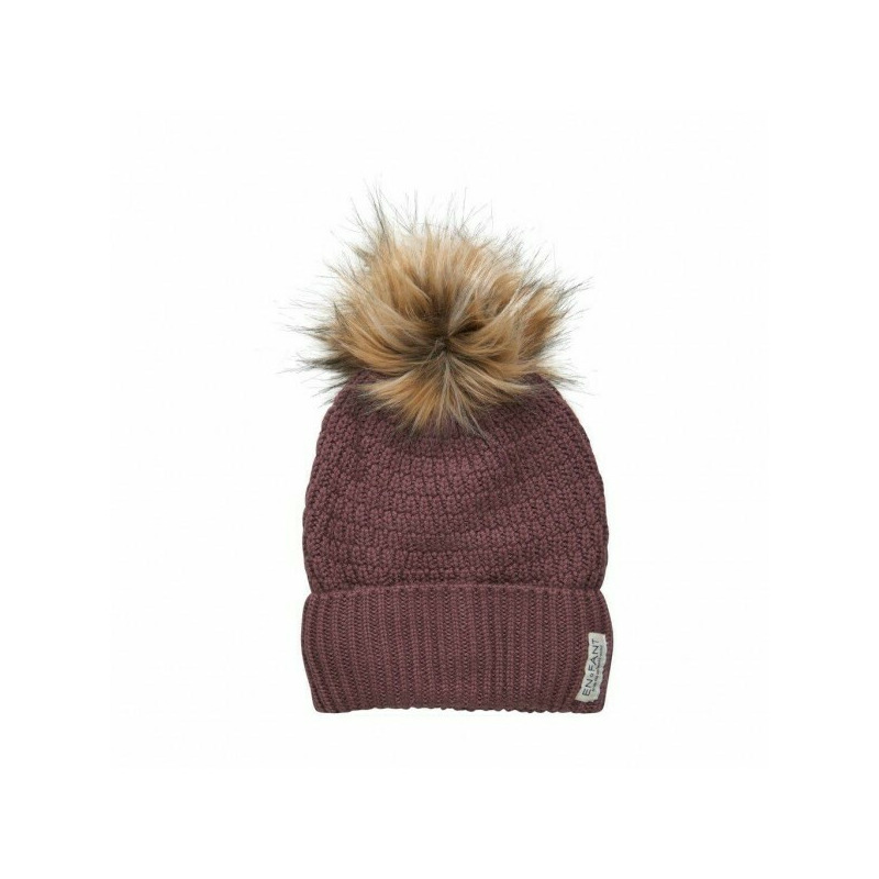 Burlwood flint 52 - caciula copii lana merinos tricotata captusita fleece - en fant