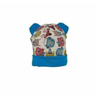 KidsDecor - Caciula copii Blue Animals 3-6 luni, cu bordura, in strat dublu, din bumbac