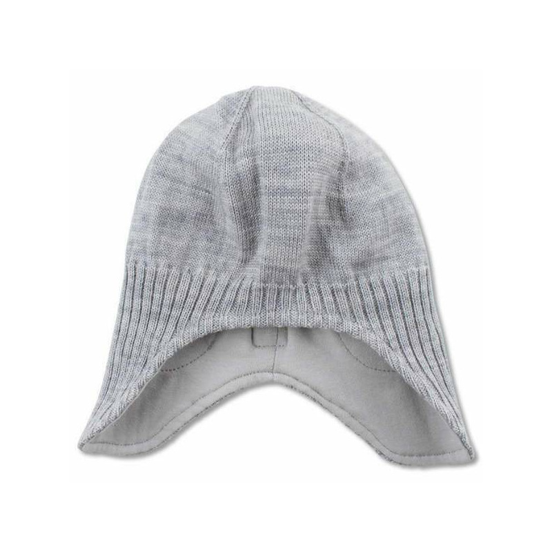 Caciula copii lana merinos tricotata superwash captusita cu bumbac - nordic label - grey melange 2-4 ani