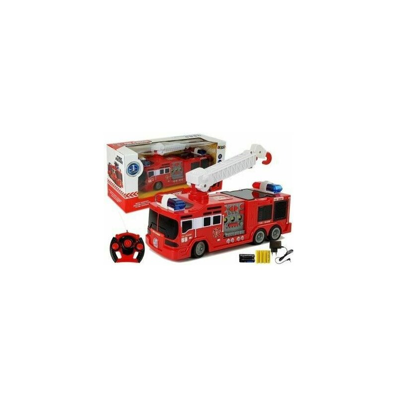 Leantoys - camion de pompieri rosu, masinuta rc , cu telecomanda 28m, , 7221