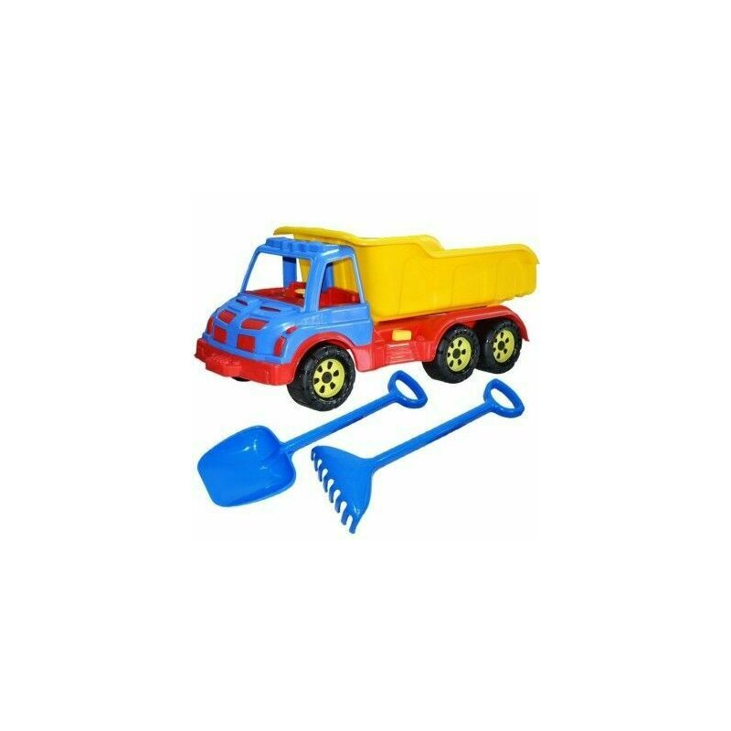 Roben toys - camion pentru nisip, cu lopata si grebla , lungime 60 cm , multicolor, robentoys