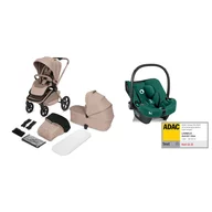 Carucior 3 in 1, Lionelo, Freya, Cu scoica ADAC, Landou si salteluta ventilate, Pliabil,  Reglare spatar in 3 pozitii, Suport de picioare in 4 pozitii, Maner reglabil in 3 pozitii, Sustine 22 kg, Cu accesorii, 0 luni+, Bej/verde