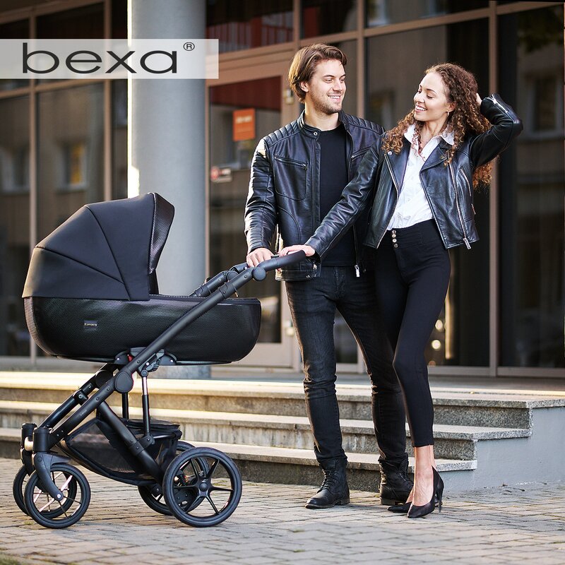 Bexa - Carucior copii 3 in 1, reversibil, complet accesorizat, 0-36 luni, Air Pro Black Gold Mat