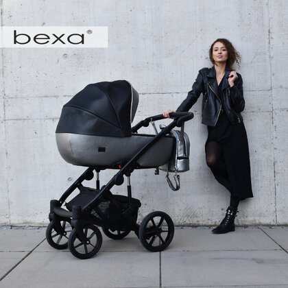 Bexa - Carucior copii 3 in 1, reversibil, complet accesorizat, 0-36 luni,  Air Silver Black