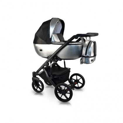Bexa - Carucior copii 3 in 1, reversibil, complet accesorizat, 0-36 luni,  Air Silver Black