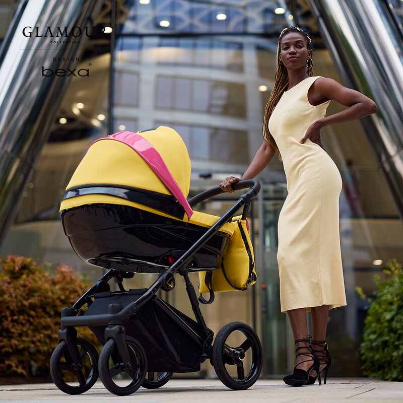 Bexa – Carucior copii 3 in 1, reversibil, complet accesorizat, 0-36 luni, Glamour Yellow 0-36