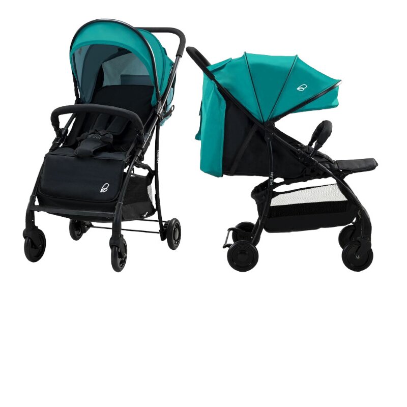 Carucior sport, Asalvo, Milan, Pliabil, Pana la 15 kg, Cadru din otel, Greutate redusa 5 kg, Spatar si suport pentru picioare reglabile, Capotina XXL, Cos depozitare, 0 luni+, Conform cu EN1888, Green