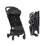 Carucior sport, Petite&Mars, Fly, Pliere compacta, Spatar reglabil pana la pozitie de somn, Suport picioare reglabil, Copertina extensibila cu protectie UPF40+, Suport pahar inclus, Pana la 22 kg, 0 luni+, Negru