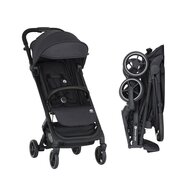 Carucior sport, Petite&Mars, Fly, Pliere compacta, Spatar reglabil pana la pozitie de somn, Suport picioare reglabil, Copertina extensibila cu protectie UPF40+, Suport pahar inclus, Pana la 22 kg, 0 luni+, Negru