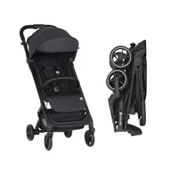 Carucior sport, Petite&Mars, Fly, Pliere compacta, Spatar reglabil pana la pozitie de somn, Suport picioare reglabil, Copertina extensibila cu protectie UPF40+, Suport pahar inclus, Pana la 22 kg, 0 luni+, Negru