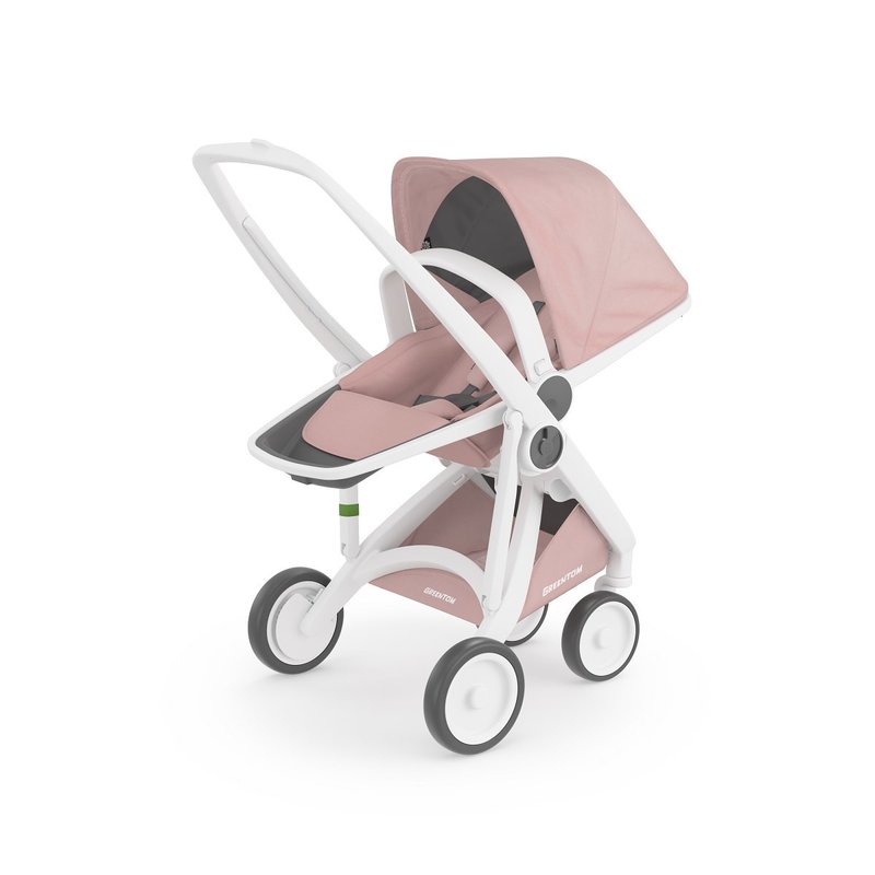 Greentom - carucior sport 100% ecologic reversible, alb/roz