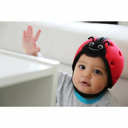 Safehead - Casca protectie bebelusi cu spuma flexibila, ultrausoara, reglabila, 7-24 luni, rosie,  Baby Ladybird, SHB001