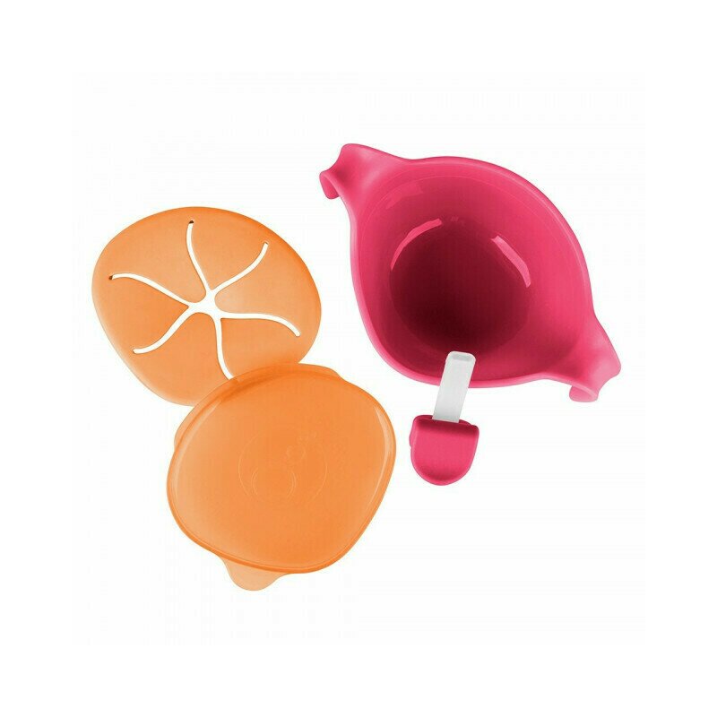 B.box - Castron cu mânere, pai, capac și capac pentru gustări, roz cu portocaliu, 6m+