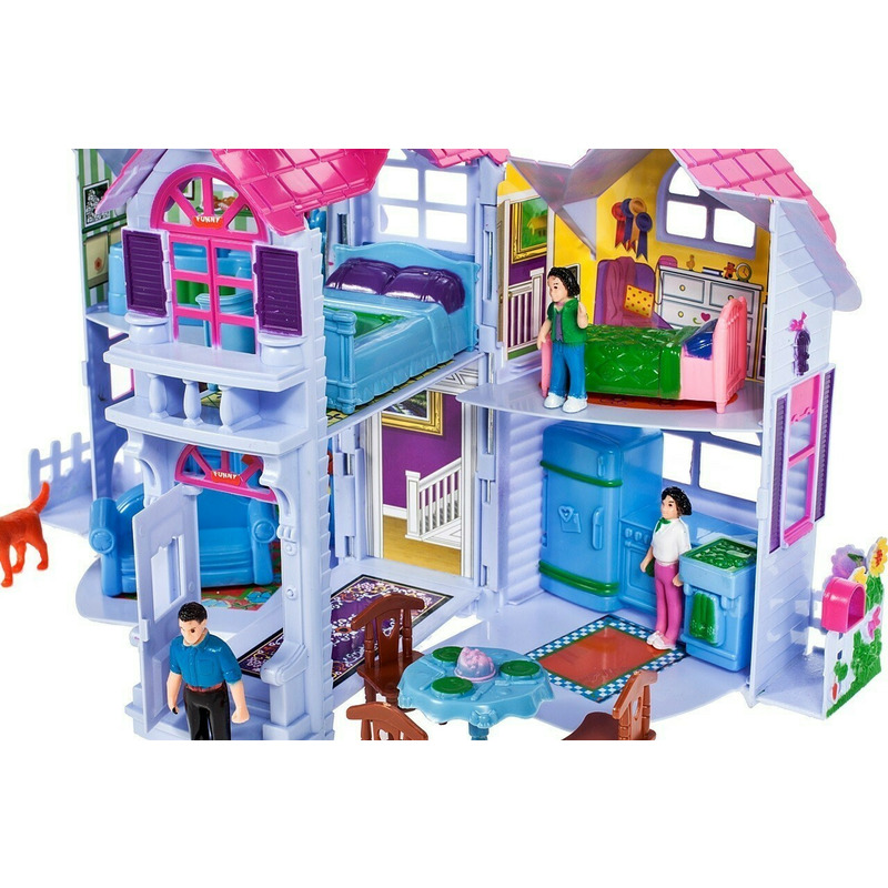 Casuta de papusi portabila my sweet home malplay mobilata cu 4 figurine 24 cm inaltime