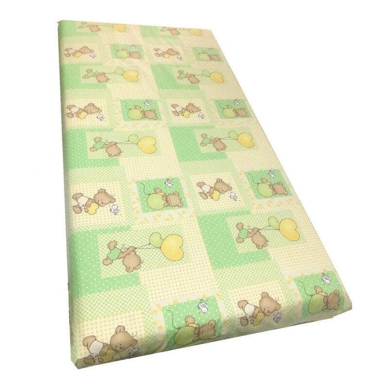 Deseda - Cearsaf cu elastic roata cu imprimeu Ursuleti pe verde-120*60 cm