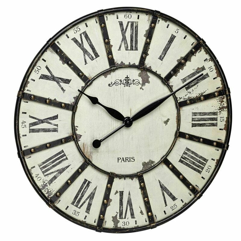 Tfa - Ceas de perete VINTAGE XXL cu aplicatii din metal, analog, cifre romane, alb, 60.3039.02
