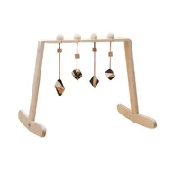 Centru de activitati Montessori cu 4 forme geometrice de jucarie, negru- lemn natur, Mobbli
