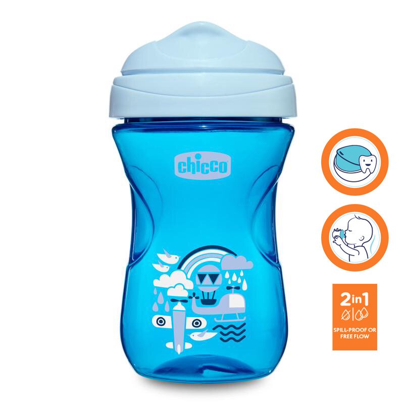 Chicco - Canuta cu valva inovatoare, Easy Cup, Fara BPA, 266 ml, 12 luni+, Albastru