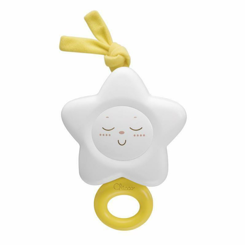 Chicco - cutie muzicala in forma de stea, pentru patut si carucior, dezvolta abilitatile motorii si senzoriale, 0 luni+, alb