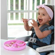 Chicco - Farfurie din silicon, Cu ventuza, Divizata, 12 luni+, Roz
