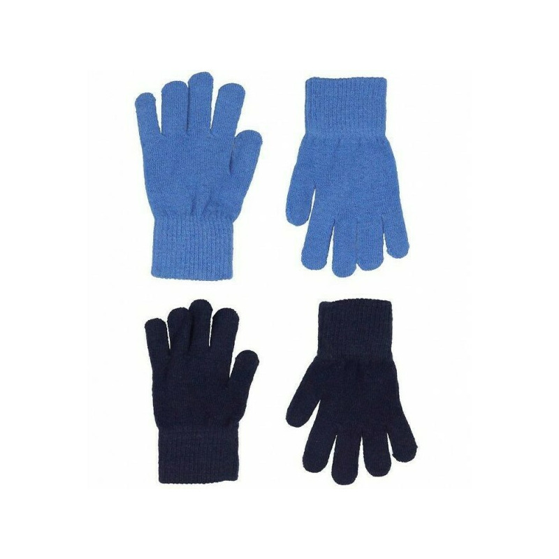 Cobalt/black 3/6 ani - set 2 manusi tricotate cu lana merinos - celavi