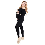 Colanti pentru gravide, Cu talie speciala, Certificati Oeko Tex Standard 100, Din bumbac si elastan, Masura L, Negru
