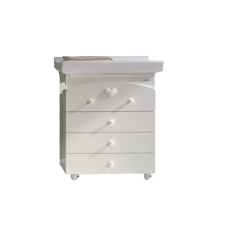 Raffaello design made in italy - comoda bebe, 4 sertare, cadita anatomica si masa de infasat, detasabile, susy alb